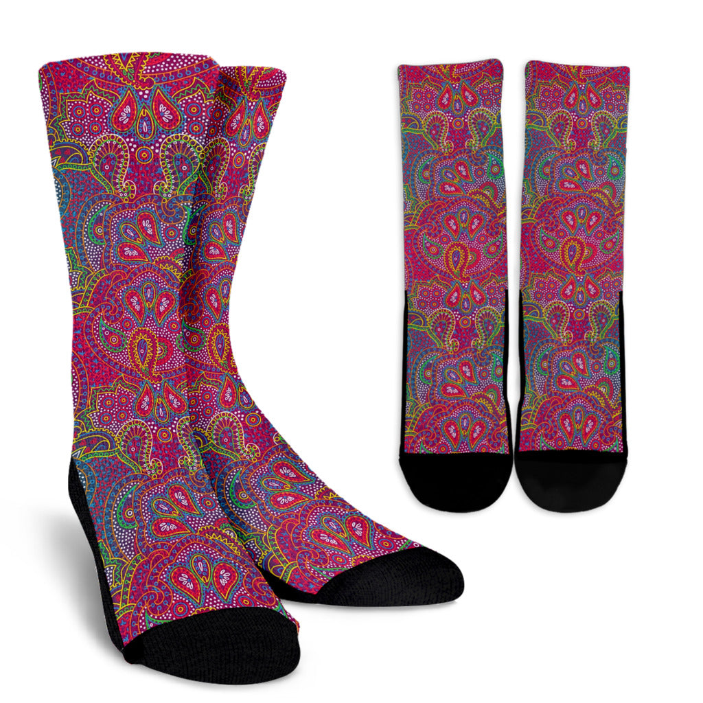 Boho Pattern Print Design 02 Crew Socks