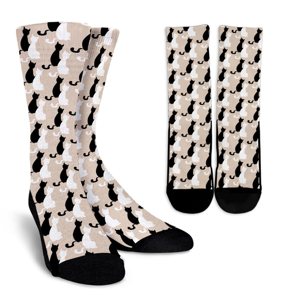 Cat Pattern Print Design 04 Crew Socks