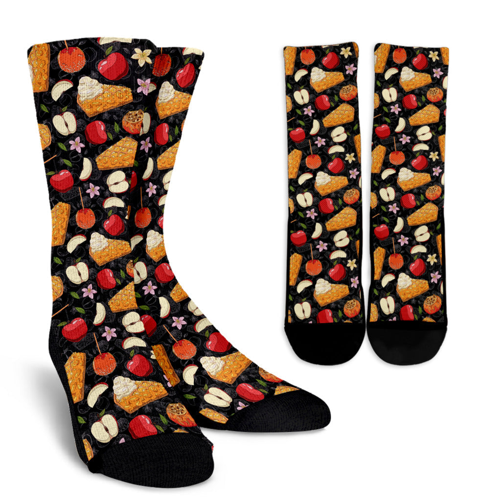 Apple Pie Pattern Print Design 01 Crew Socks