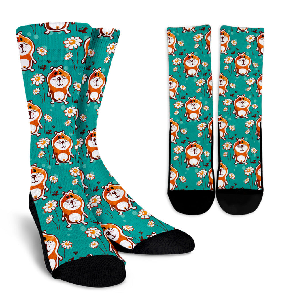 Hamster Pattern Print Design 01 Crew Socks