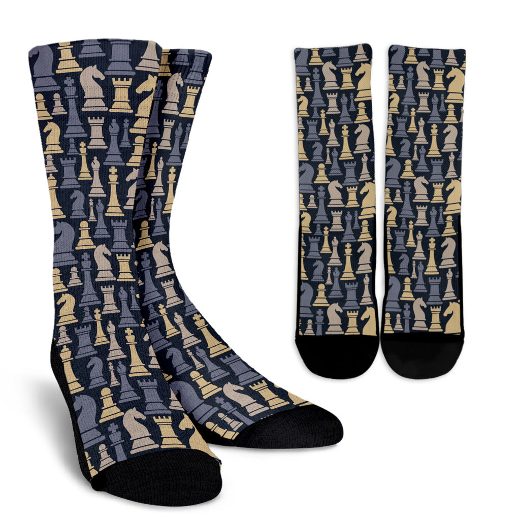 Chess Pattern Print Design 04 Crew Socks