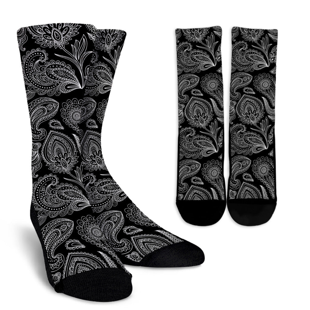 Paisley Pattern Print Design A04 Crew Socks