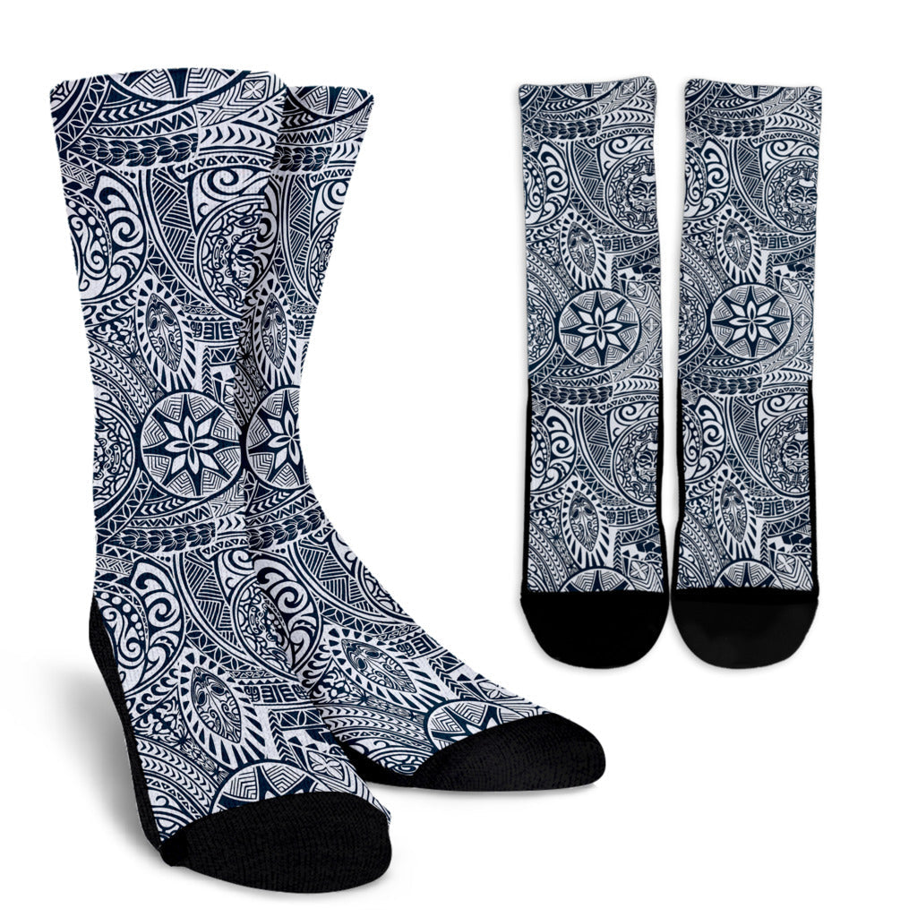 Polynesian Pattern Print Design A03 Crew Socks