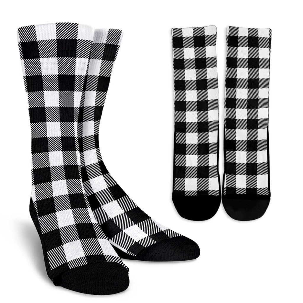 Buffalo check Black white Pattern Print Design 04 Crew Socks