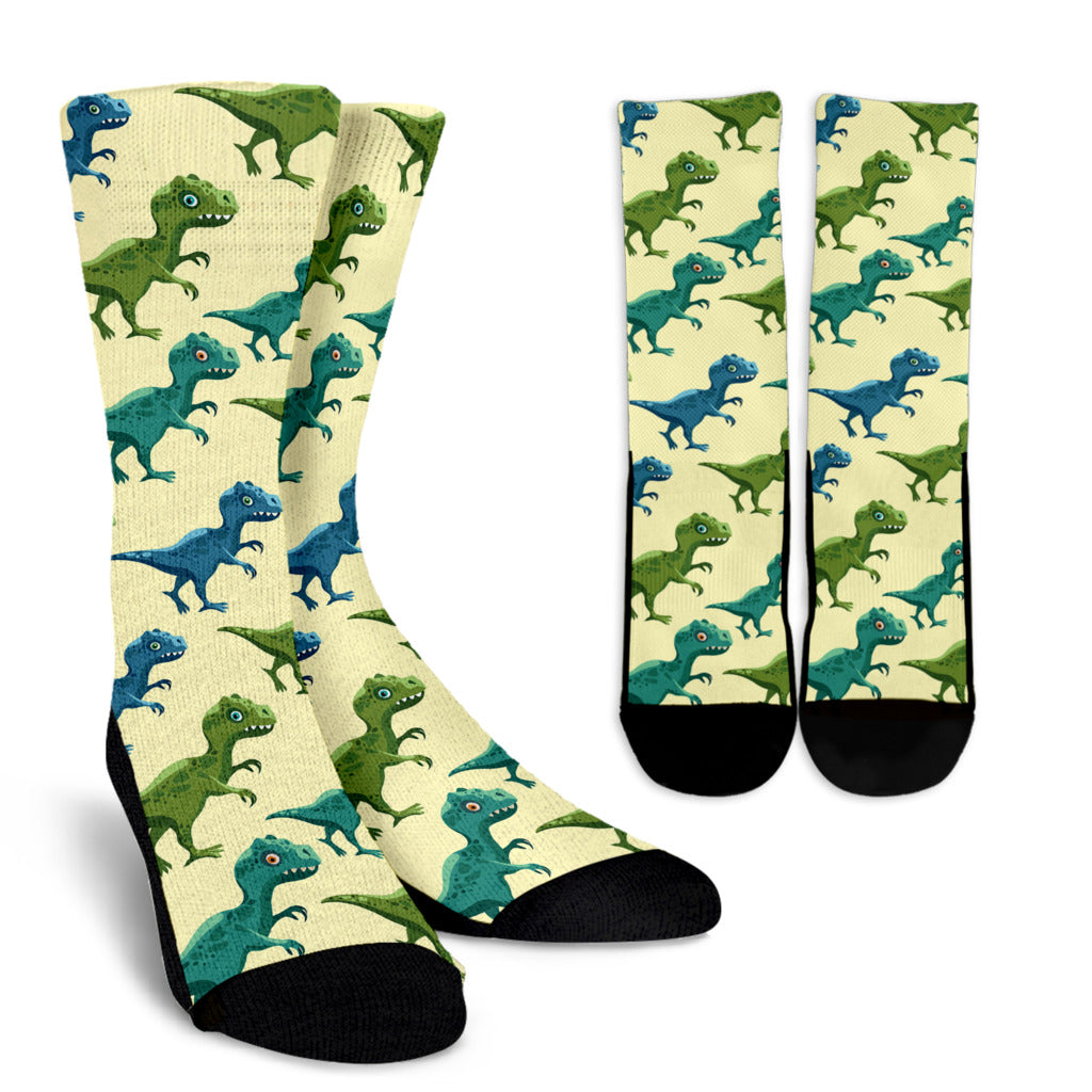 T Rex Pattern Print Design A04 Crew Socks
