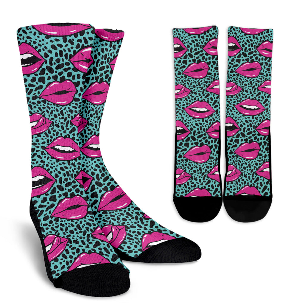 Lip Pattern Print Design 04 Crew Socks