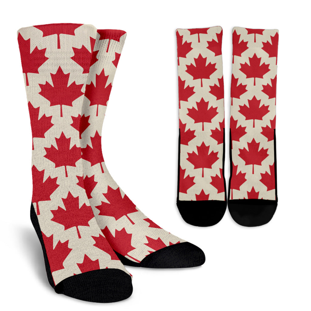 Maple Leaf Pattern Print Design 03 Crew Socks