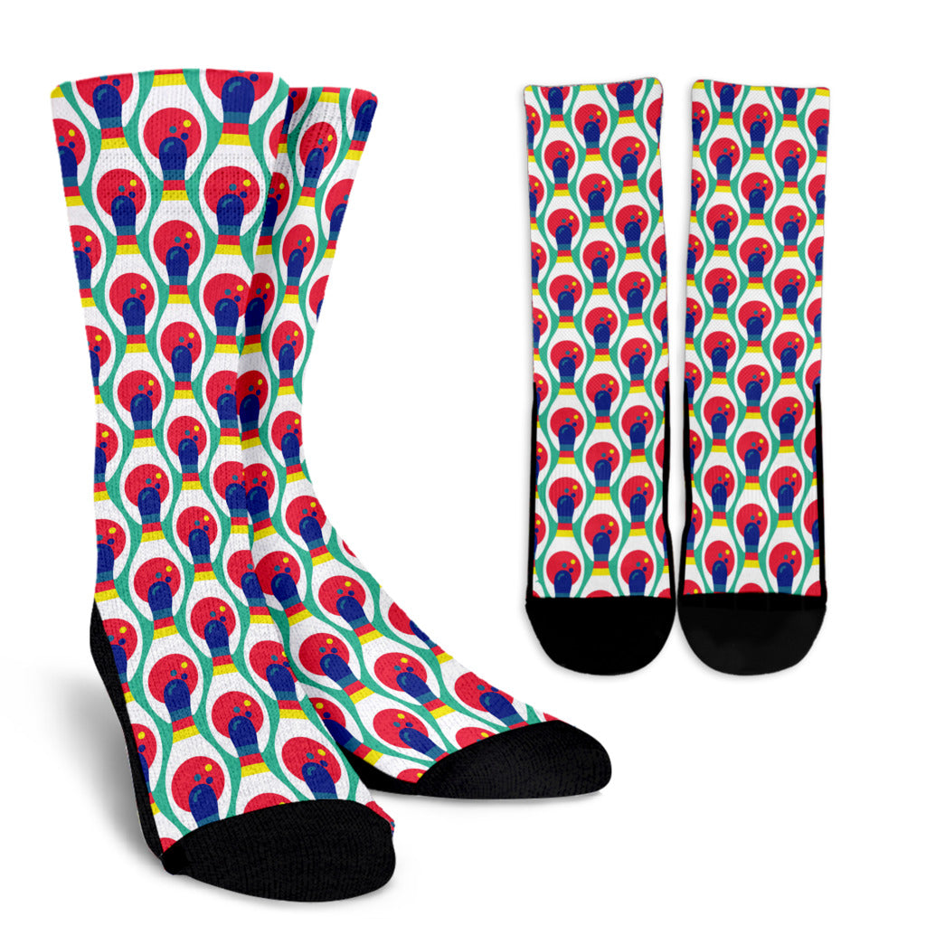Bowling Pattern Print Design 05 Crew Socks
