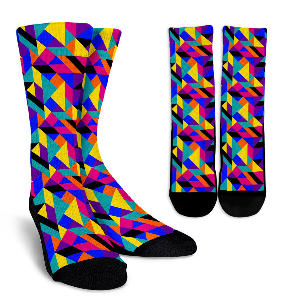 90s Colorful Pattern Print Design 1 Crew Socks
