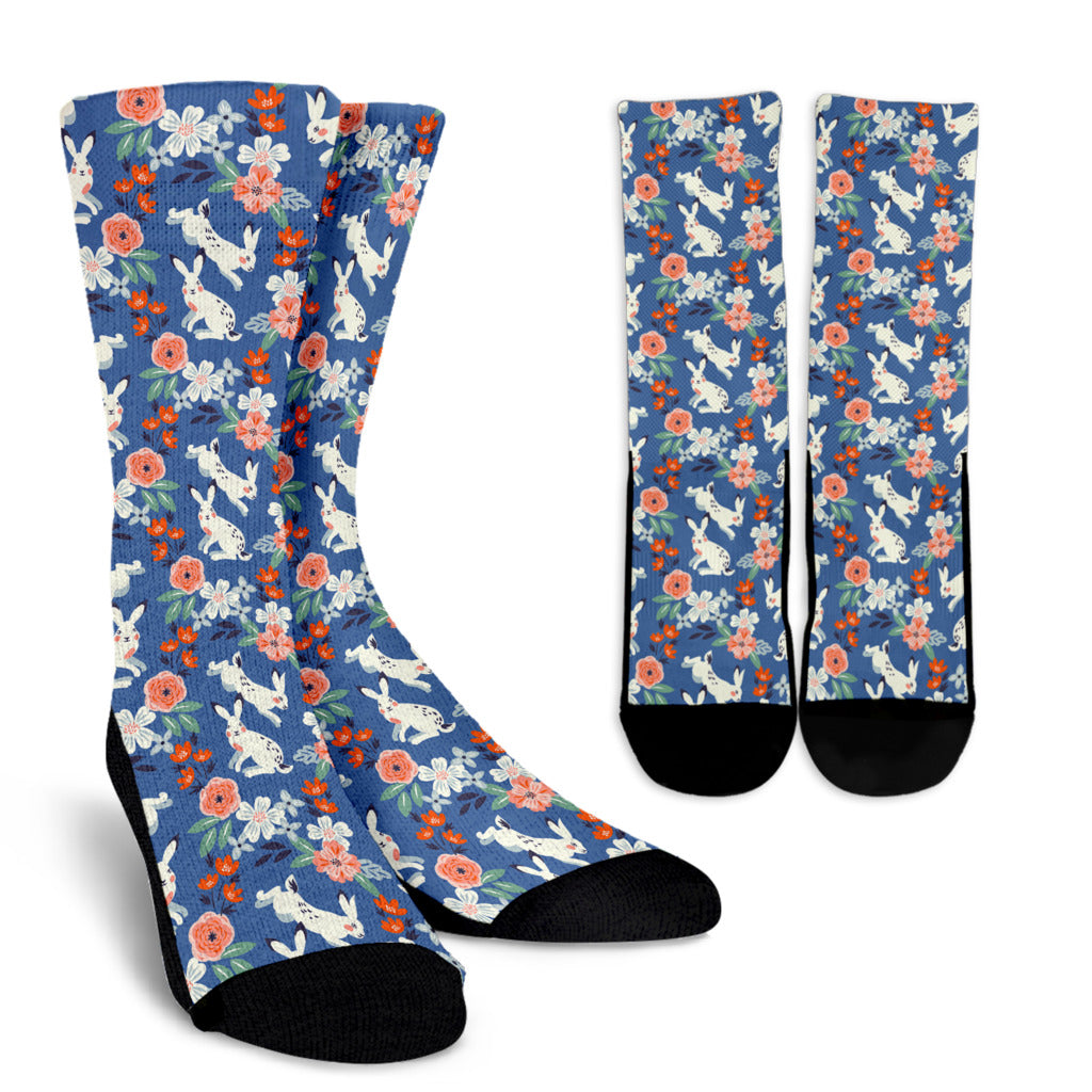 Bunny Pattern Print Design 07 Crew Socks