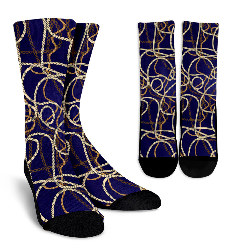 Rope Pattern Print Design A01 Crew Socks
