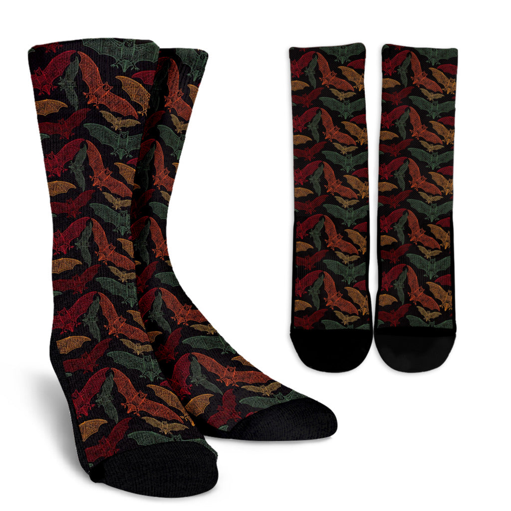 Bat Tribal Pattern Print Design 03 Crew Socks