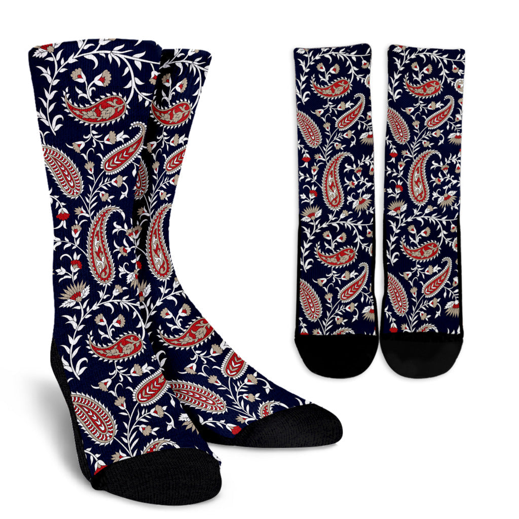 Paisley Pattern Print Design A05 Crew Socks