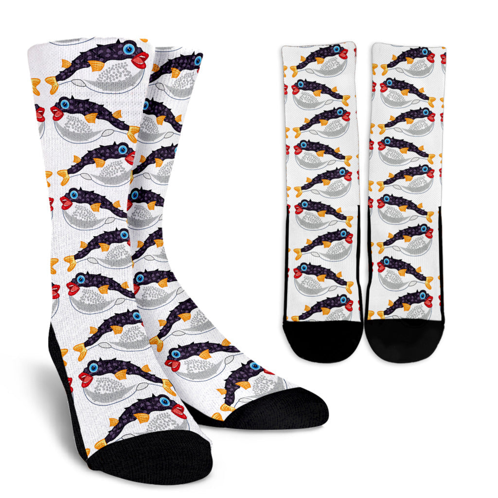 Fugu Pattern Print Design 03 Crew Socks