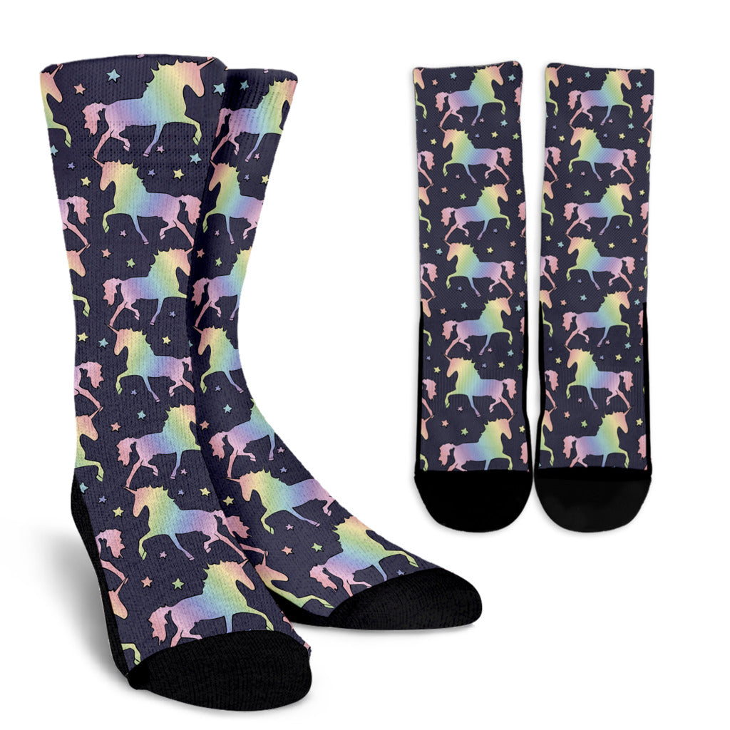 Rainbow Pattern Print Design A05 Crew Socks