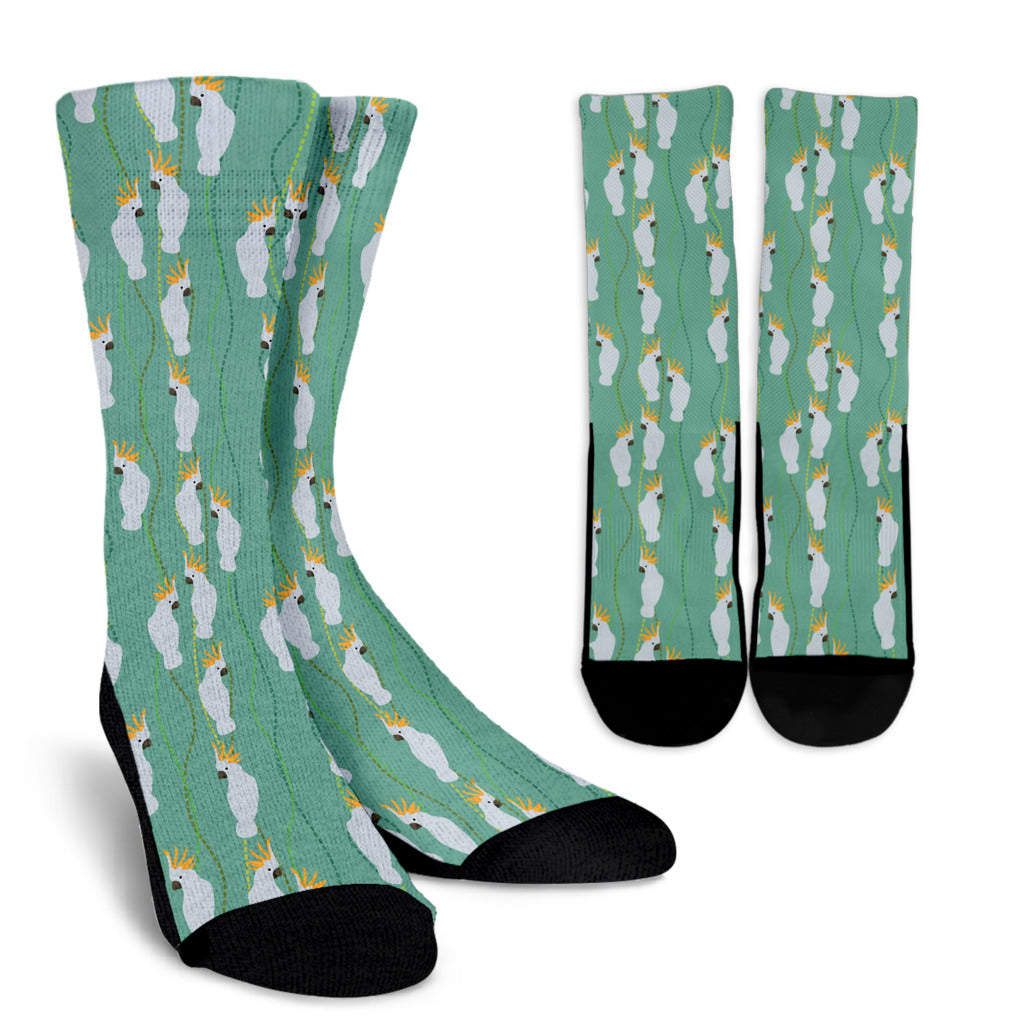 Cockatoo Pattern Print Design 01 Crew Socks
