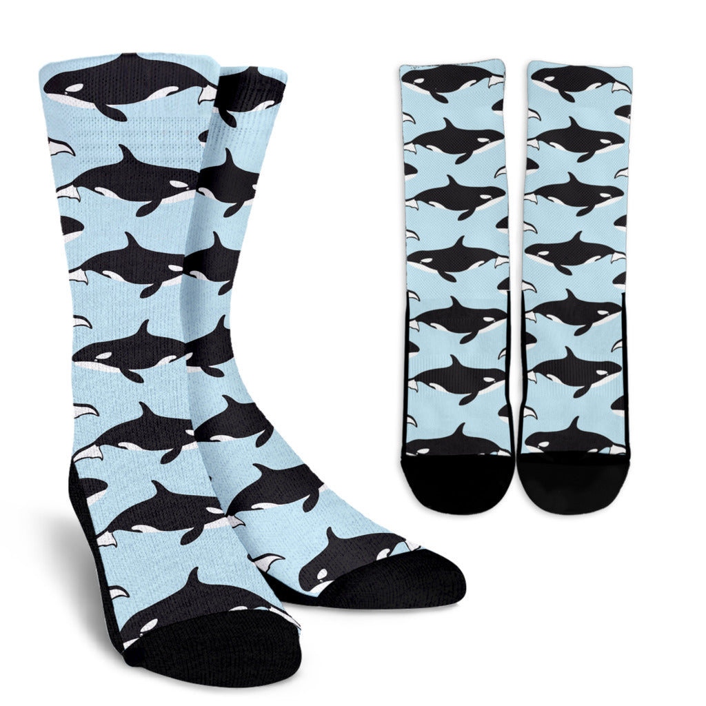 Killer Whale Pattern Print Design 01 Crew Socks