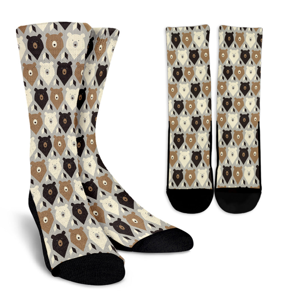 Bear Pattern Print Design 04 Crew Socks