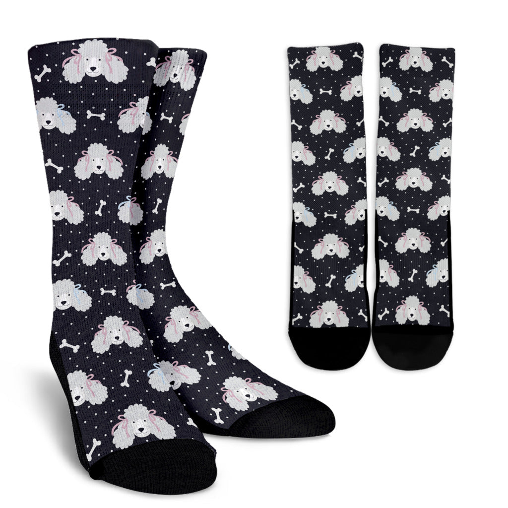 Poodle Pattern Print Design A03 Crew Socks
