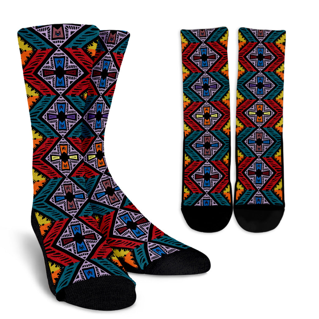 African Pattern Print Design 08 Crew Socks
