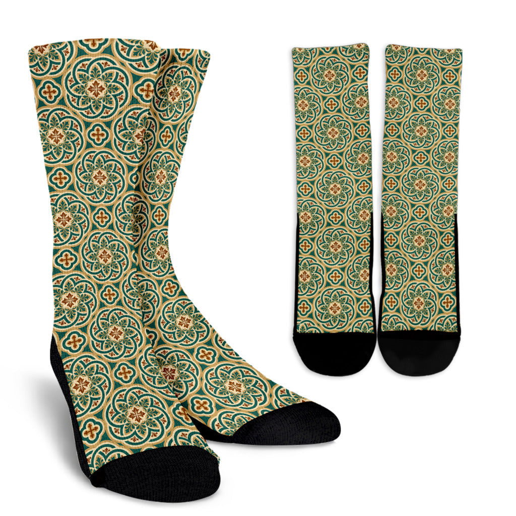 Cross Pattern Print Design 01 Crew Socks