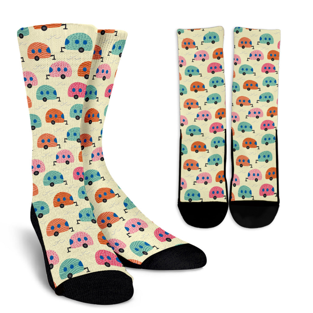 Camper Pattern Print Design 06 Crew Socks