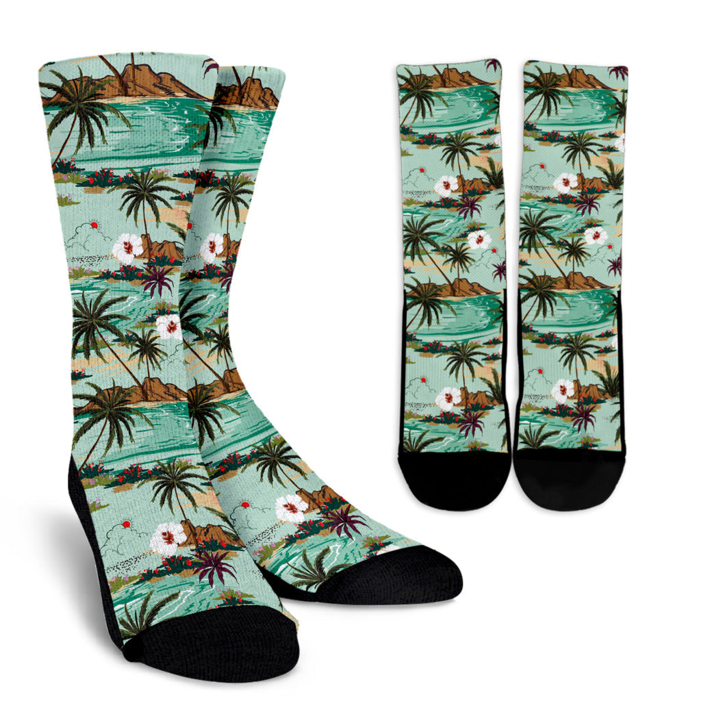 Pacific island Pattern Print Design A03 Crew Socks