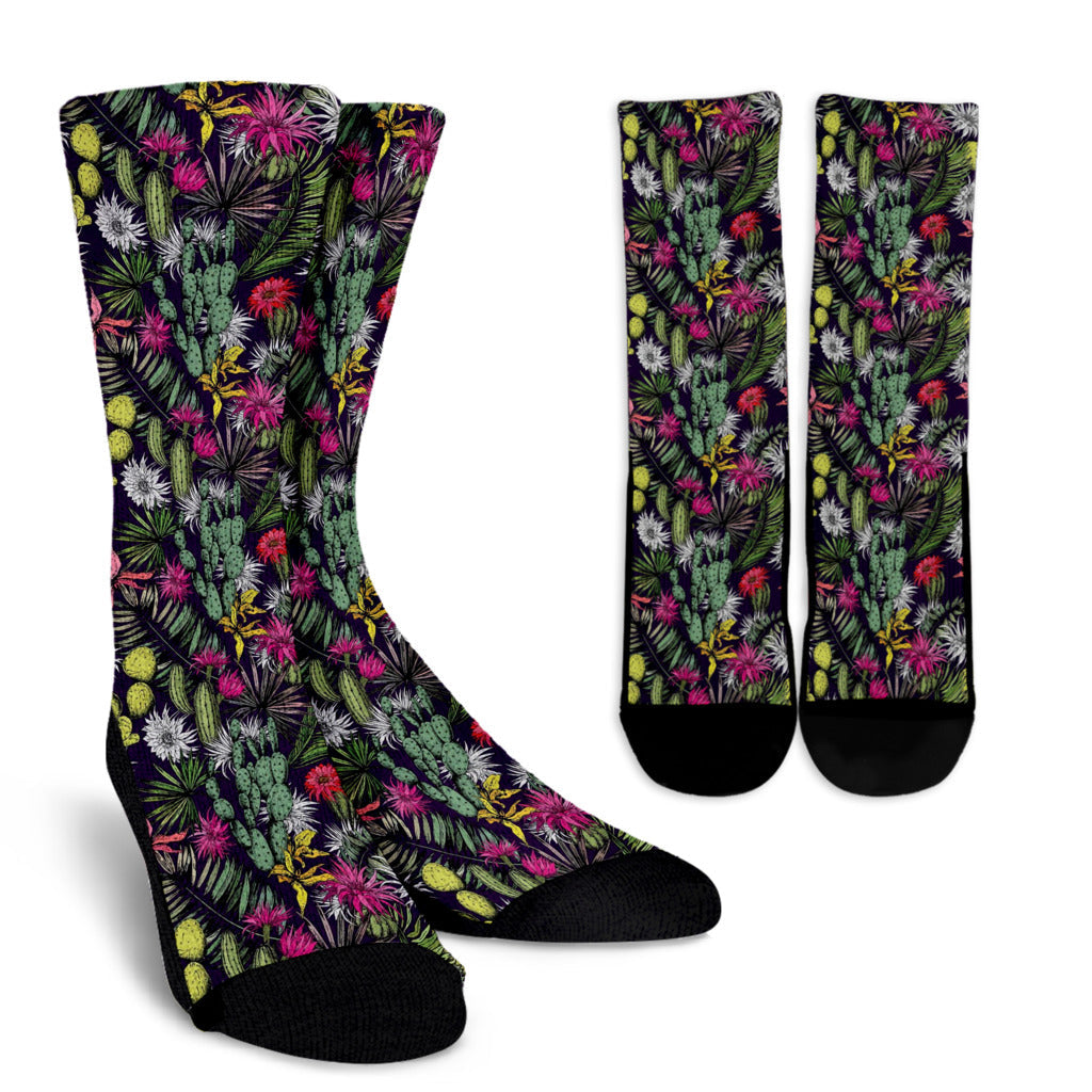 Cactus Pattern Print Design 08 Crew Socks