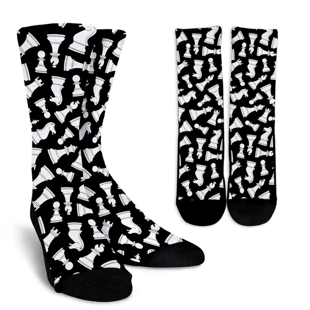 Chess Pattern Print Design 01 Crew Socks