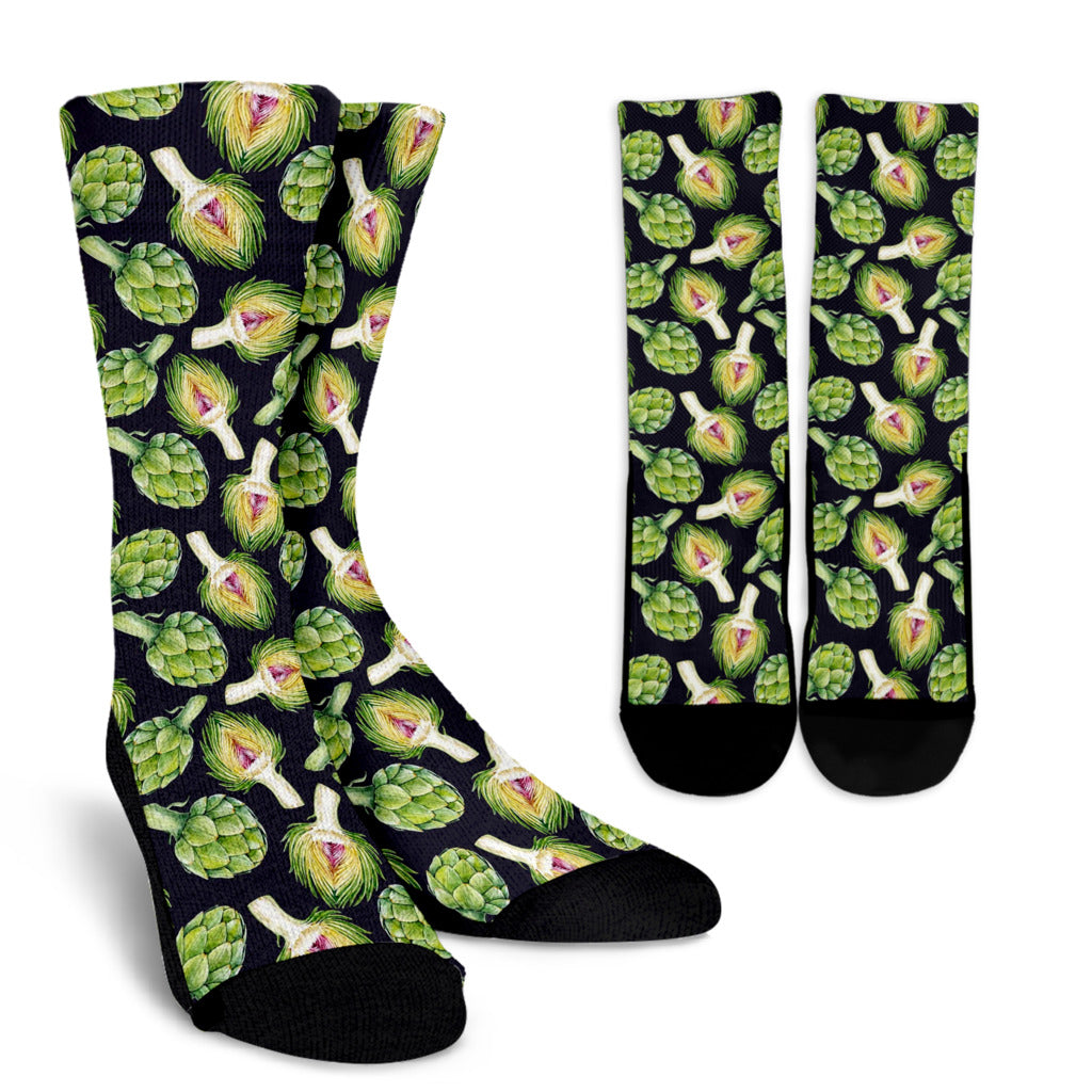 Artichoke Pattern Print Design 01 Crew Socks