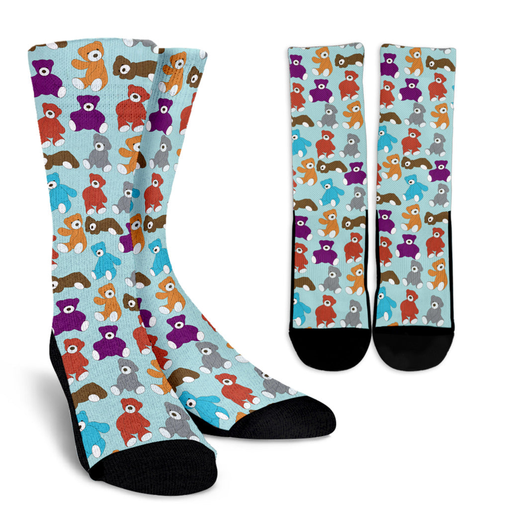 Bear Cute Pattern Print Design 03 Crew Socks