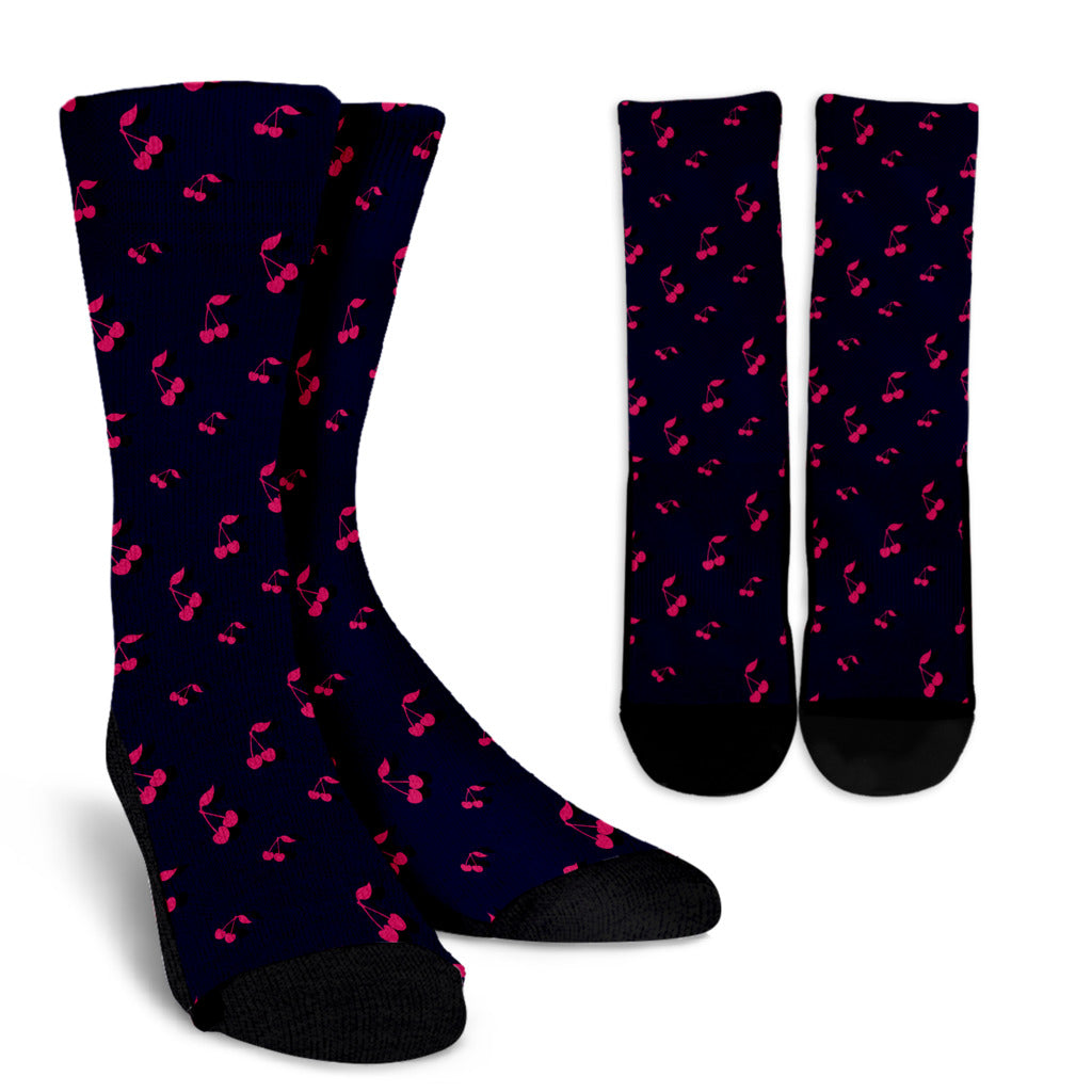 Cherry Pattern Print Design 02 Crew Socks