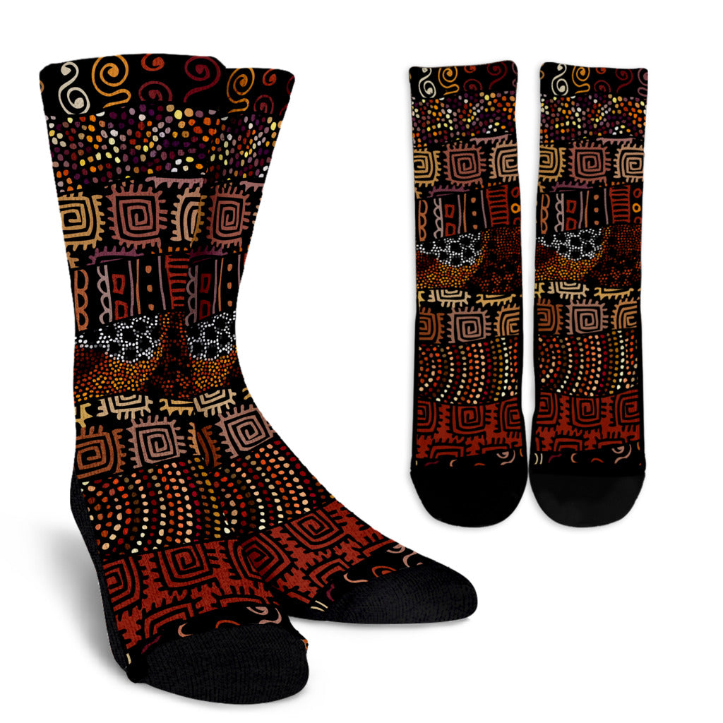 African Pattern Print Design 07 Crew Socks