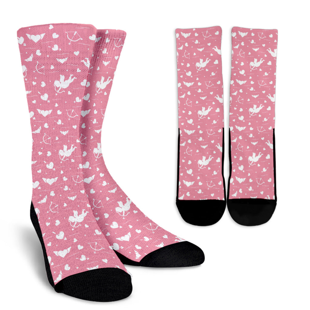 Cupid Pattern Print Design 03 Crew Socks