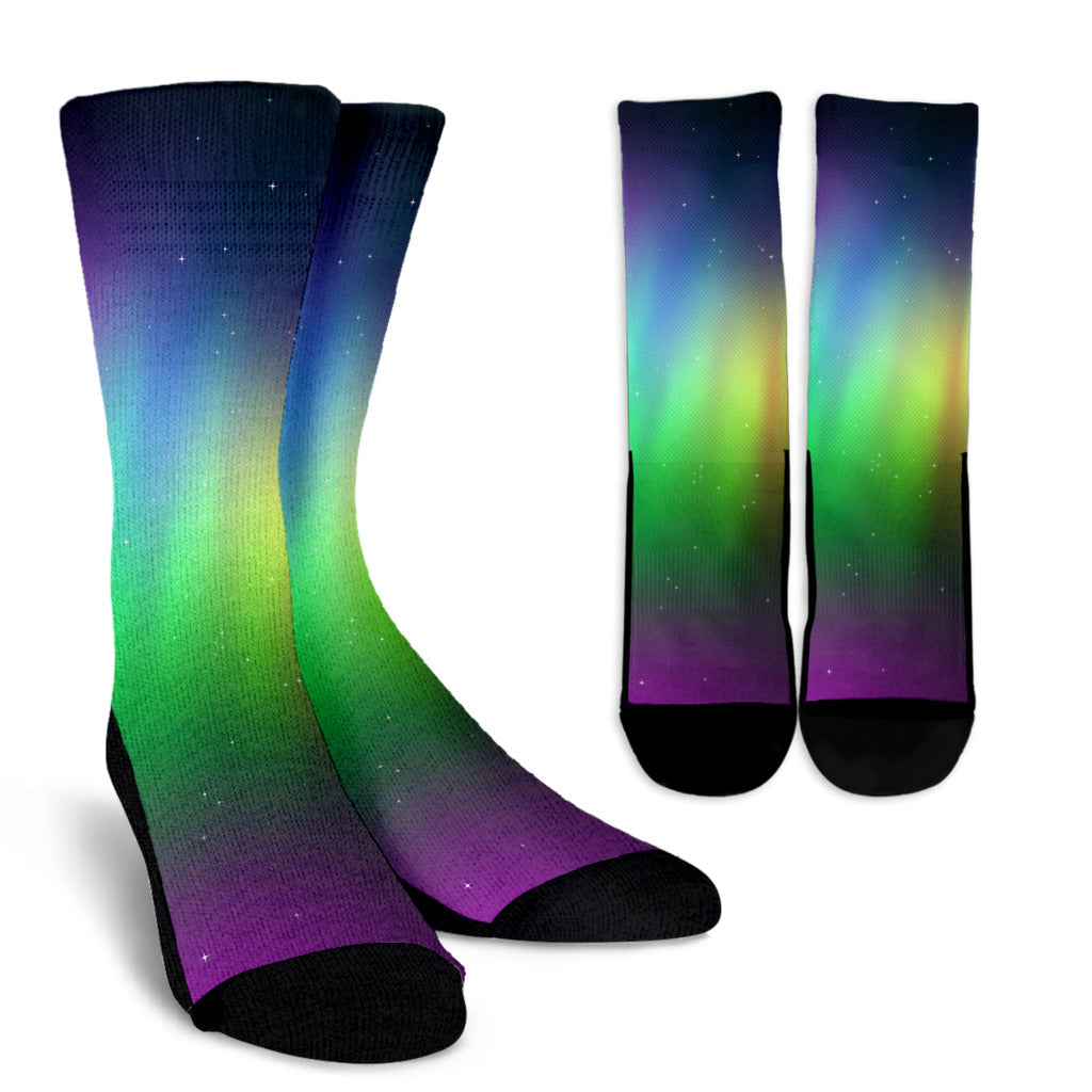 Aurora Borealis Pattern Print Design 03 Crew Socks