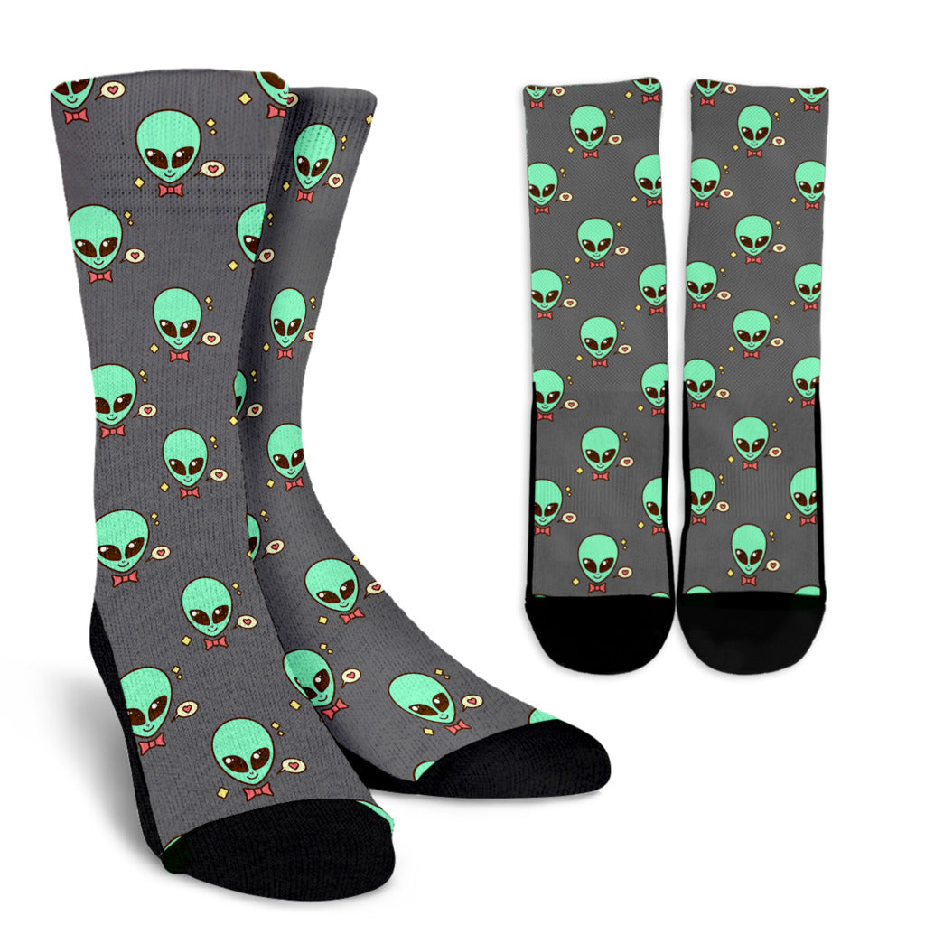 Alien Pattern Print Design 02 Crew Socks