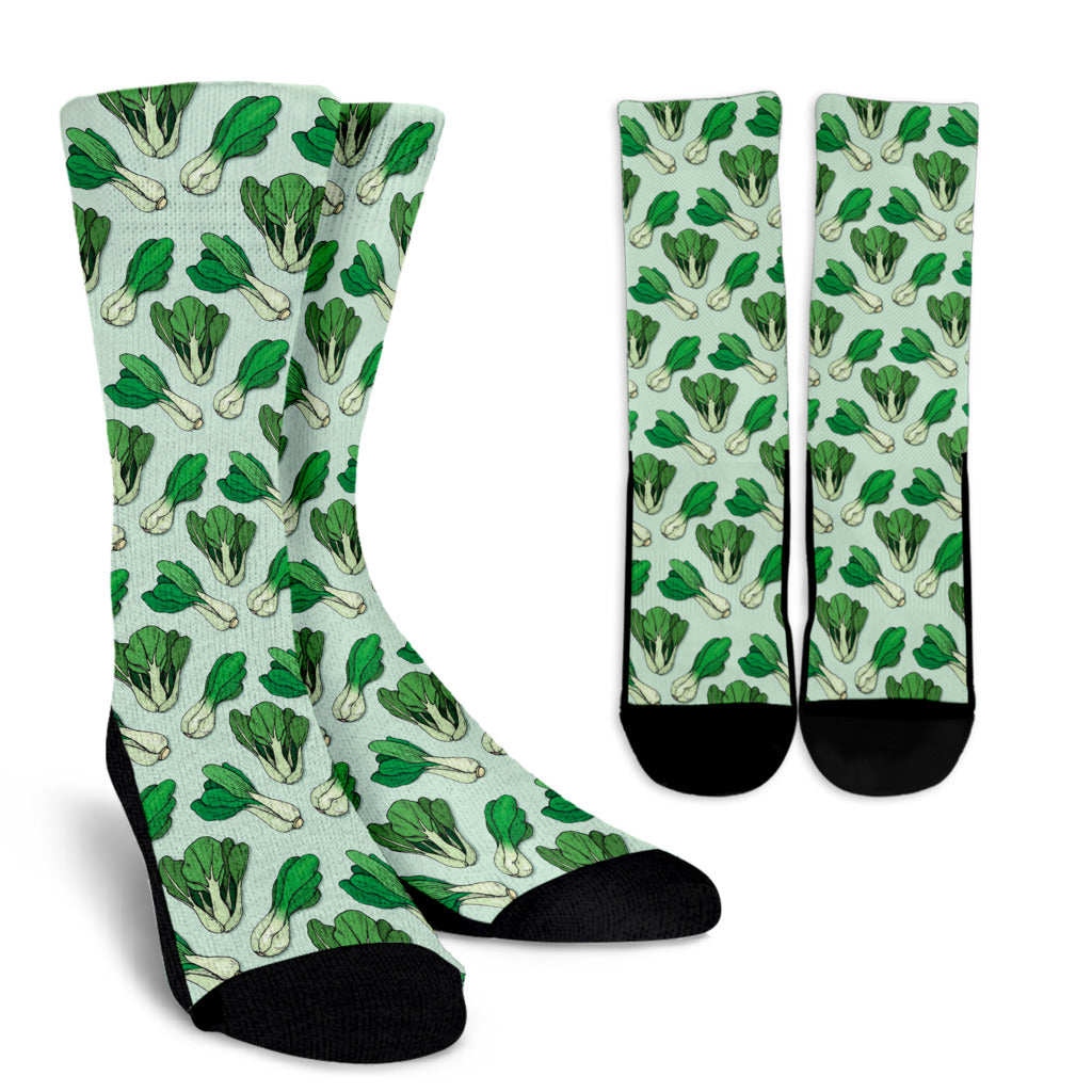 Bok Choy Pattern Print Design 01 Crew Socks
