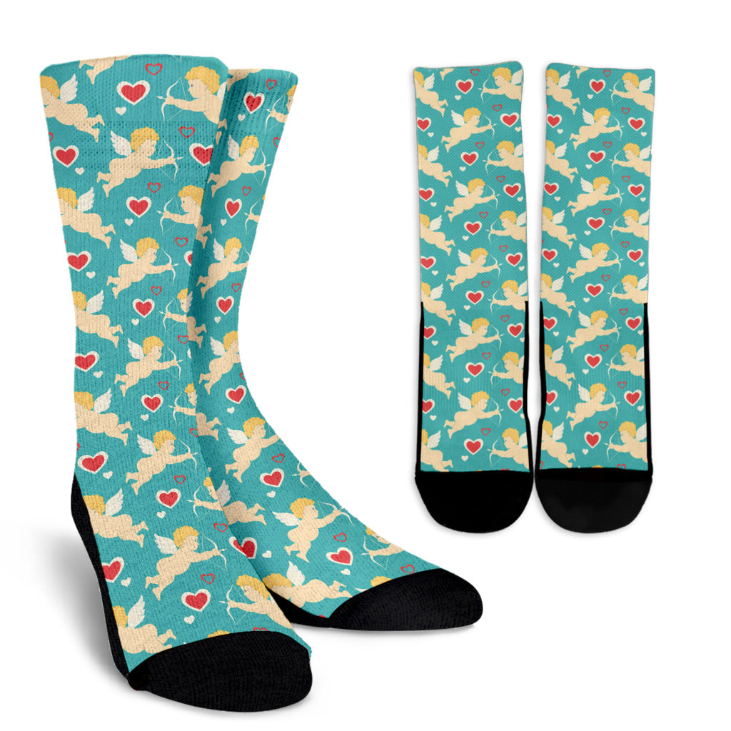 Cupid Pattern Print Design 01 Crew Socks