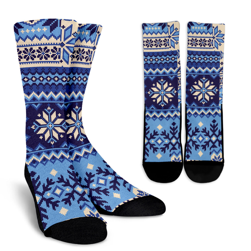 Nordic Pattern Print Design A04 Crew Socks
