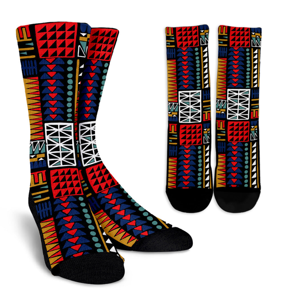 Kente Pattern Print Design 02 Crew Socks