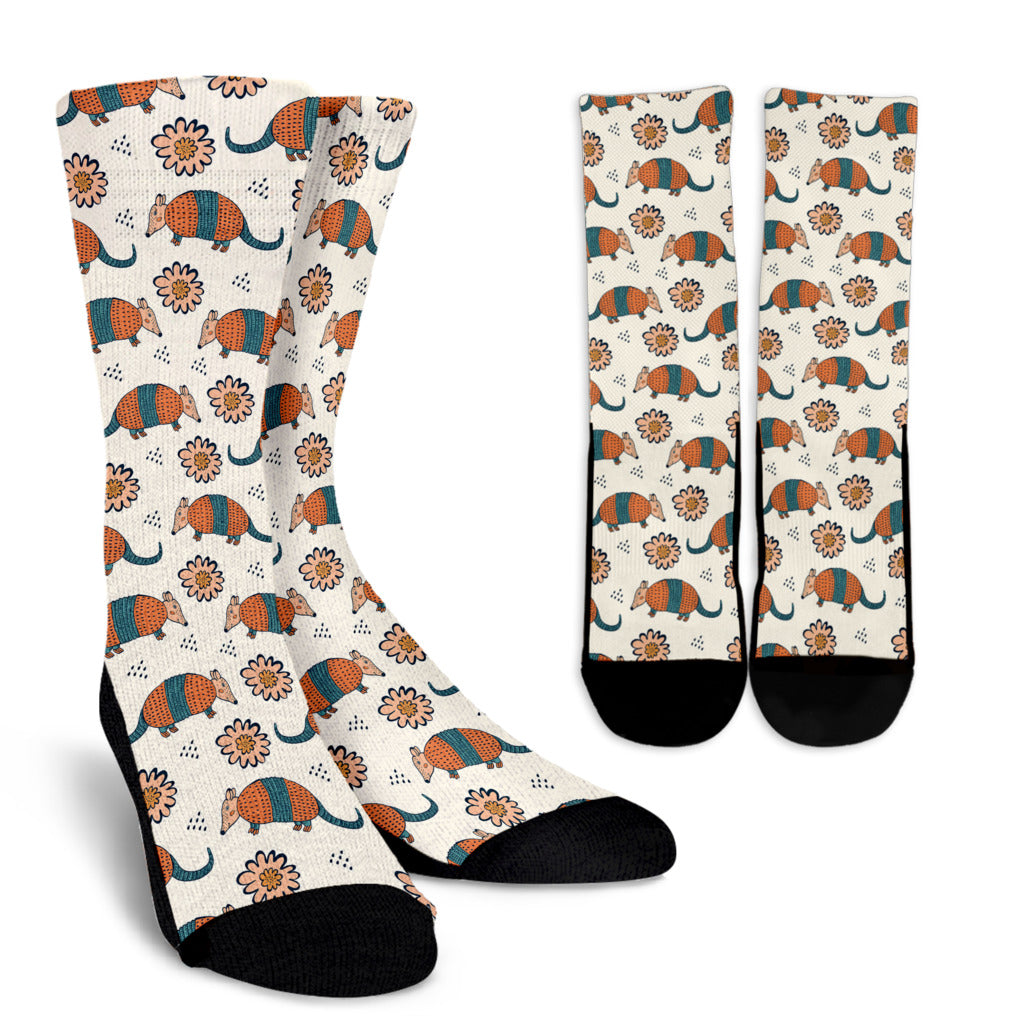 Armadillo Pattern Print Design 02 Crew Socks