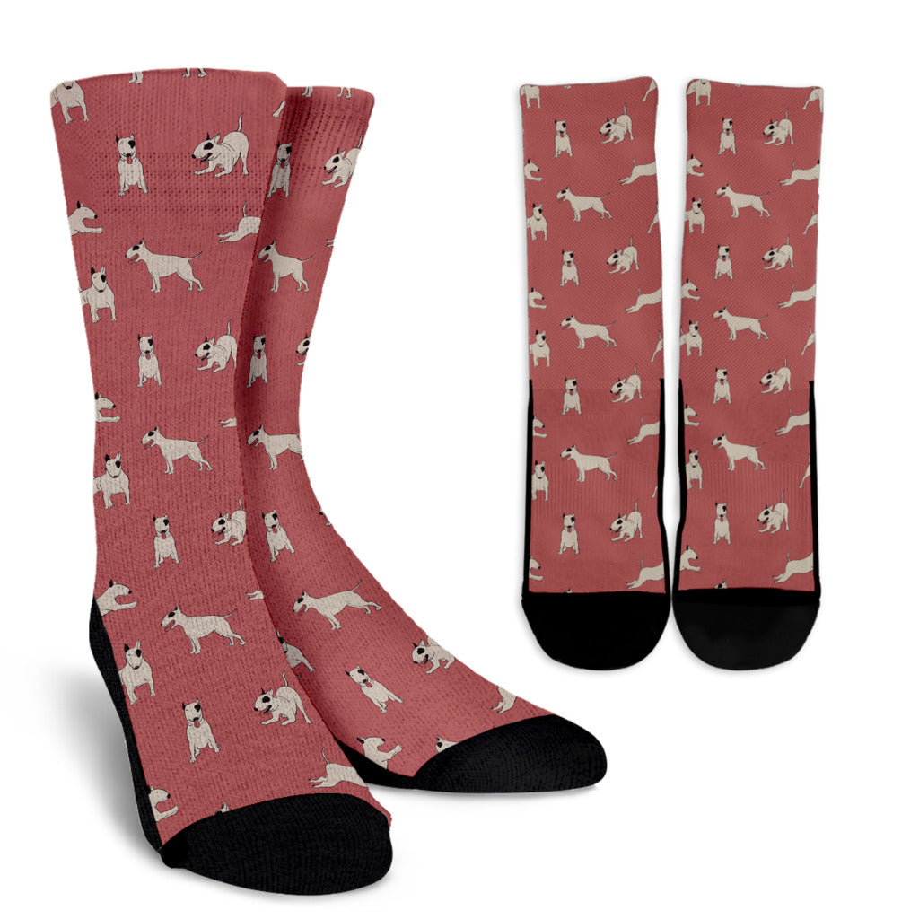 Bull Terriers Pattern Print Design 09 Crew Socks