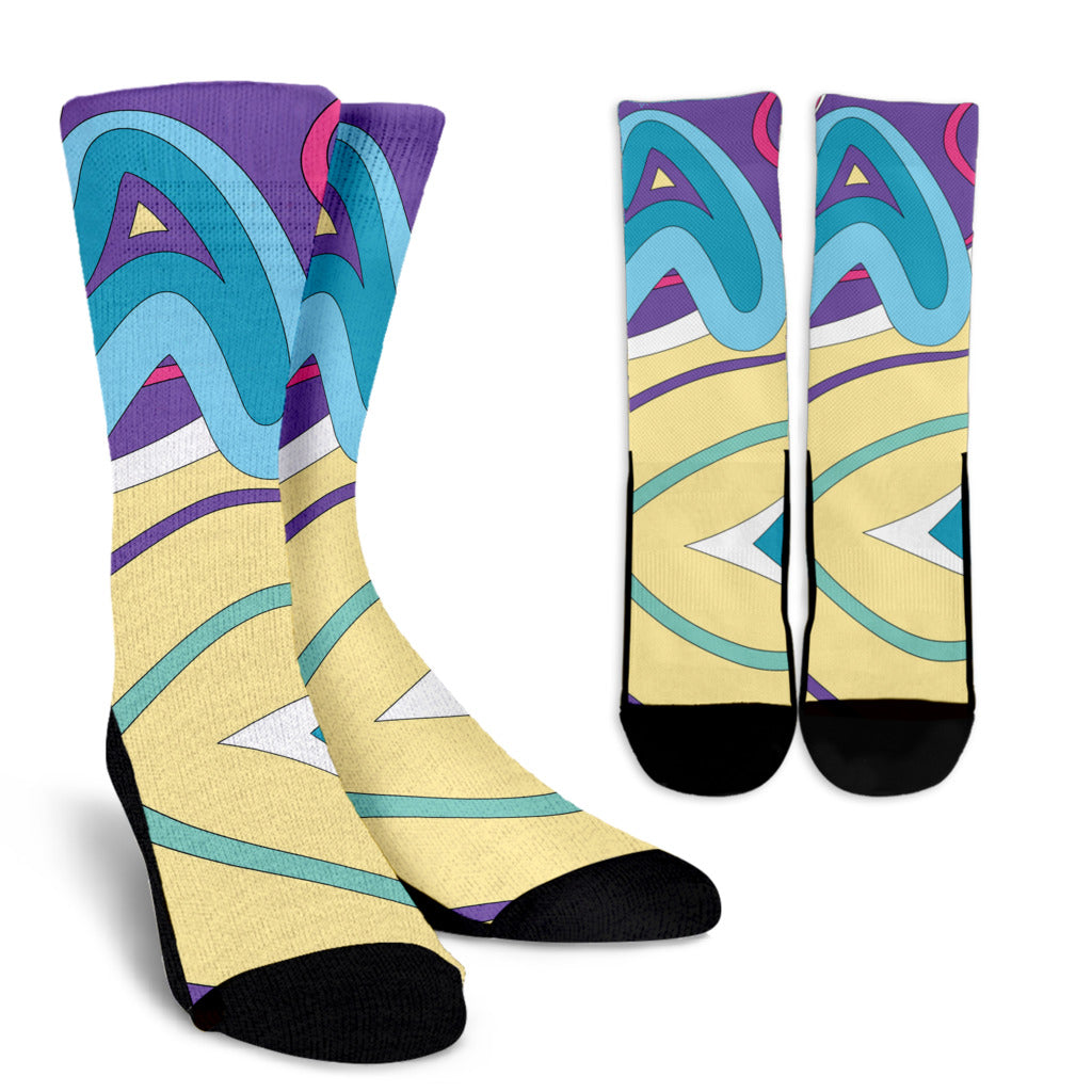 Funky Retro Pattern Print Design A01 Crew Socks