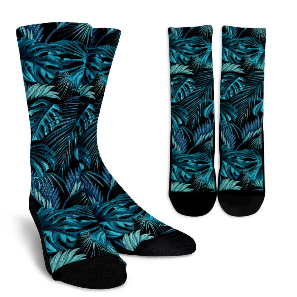 Palm Leaf Pattern Print Design A03 Crew Socks