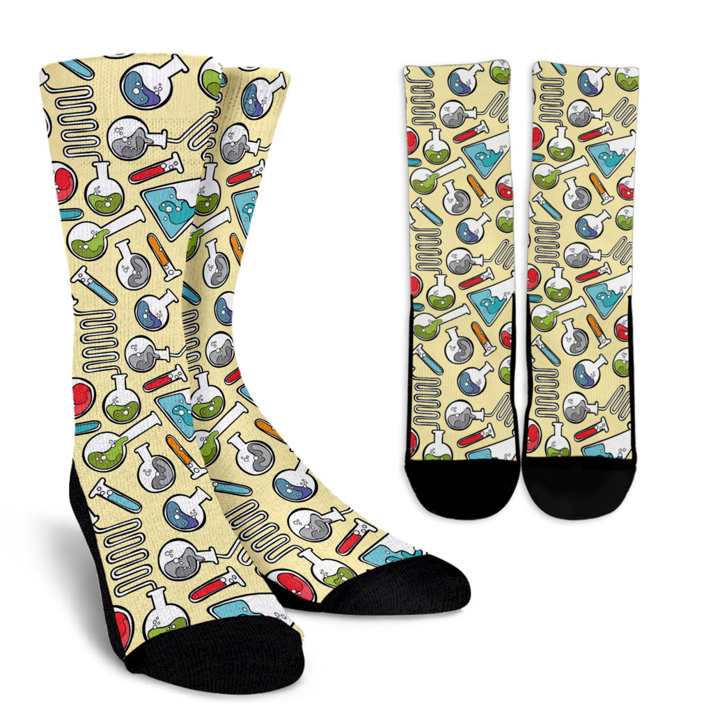 Chemical Pattern Print Design 04 Crew Socks