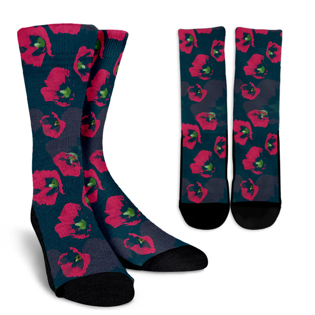 Morning Glory Pattern Print Design 01 Crew Socks