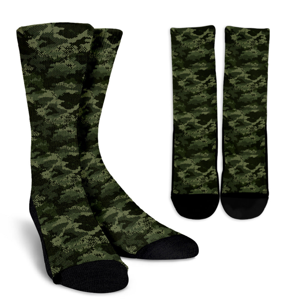 Army Camouflage Pattern Print Design 02 Crew Socks