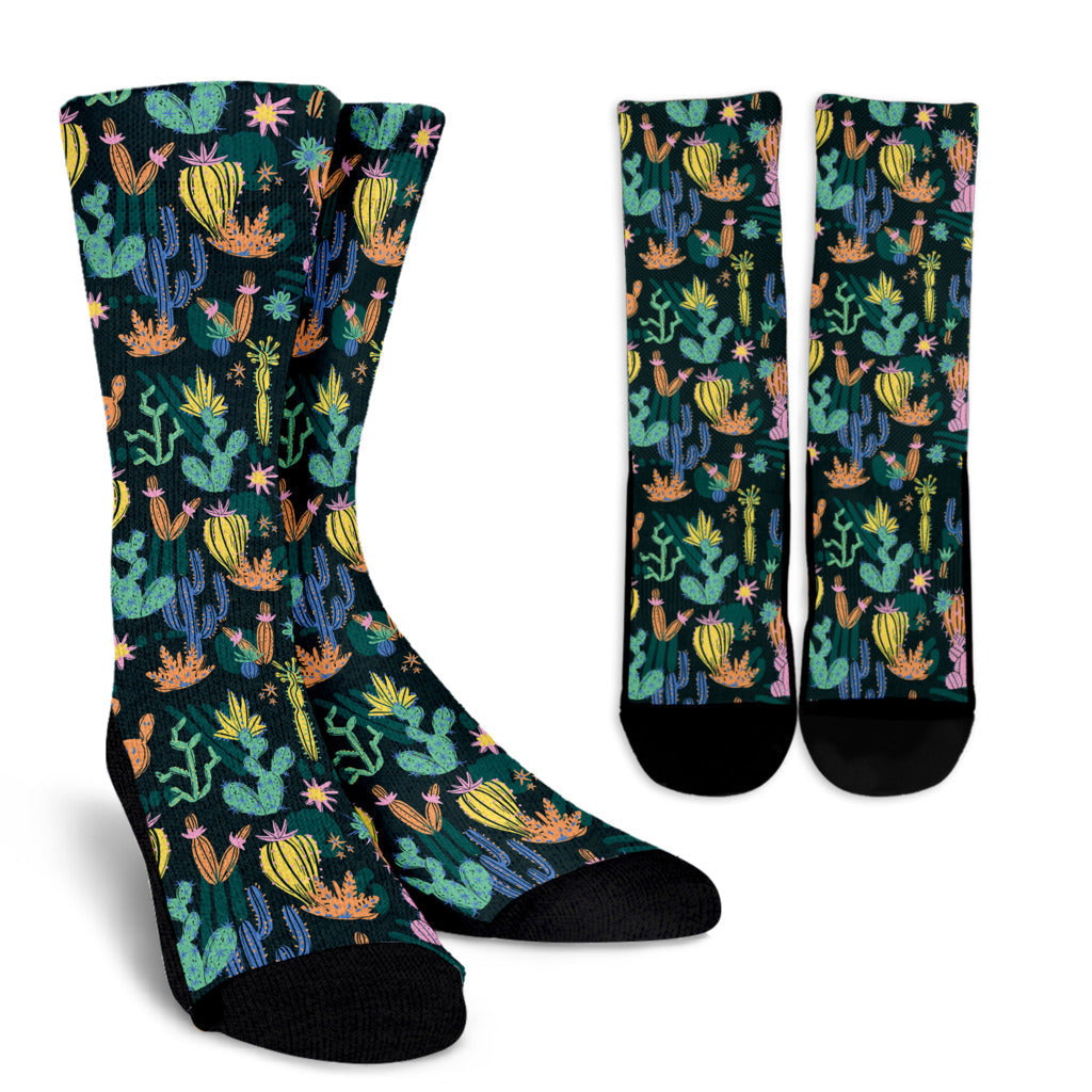 Cactus Pattern Print Design 05 Crew Socks