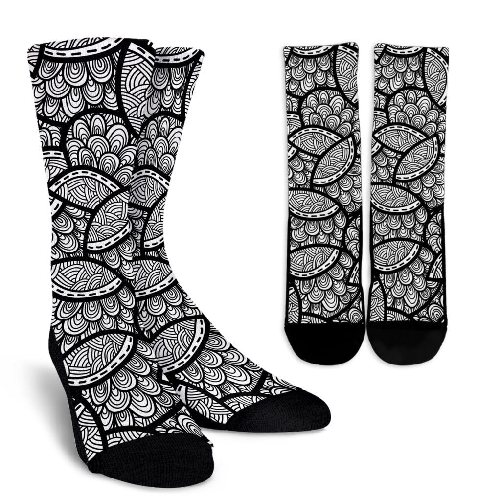 Polynesian Pattern Print Design A01 Crew Socks