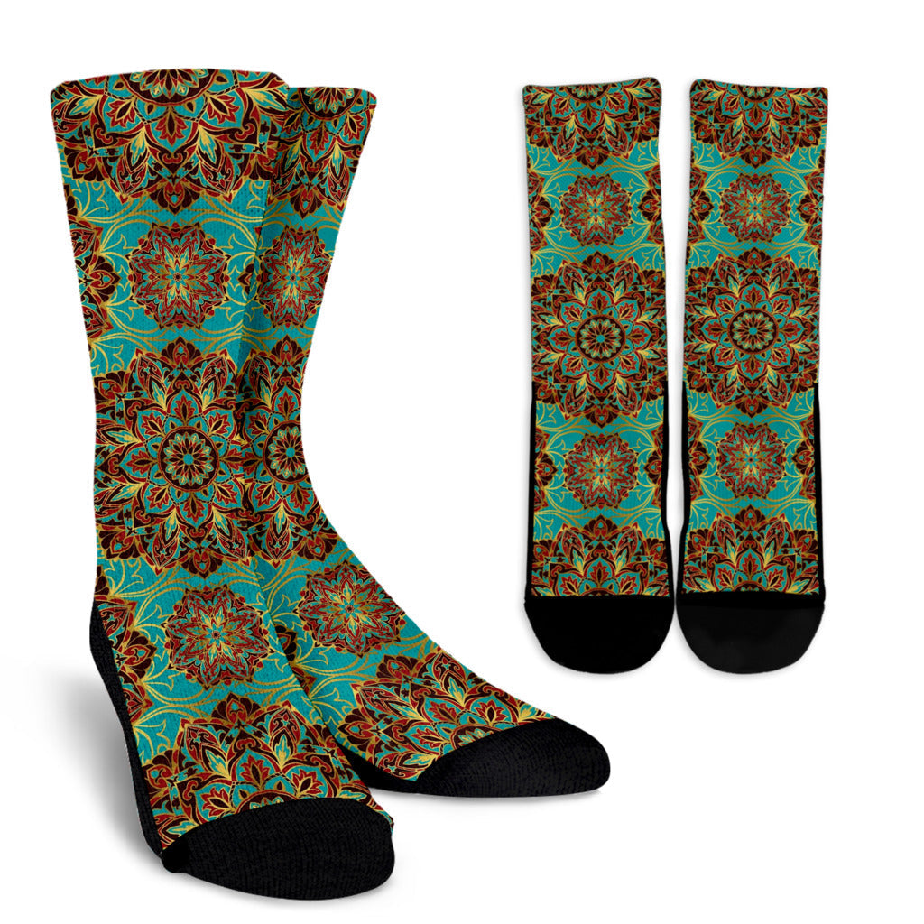 Medallion Pattern Print Design 02 Crew Socks
